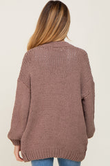 Mocha Oversized Bubble Sleeve Maternity Cardigan