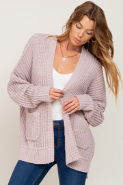 Taupe Chunky Knit Oversized Cardigan