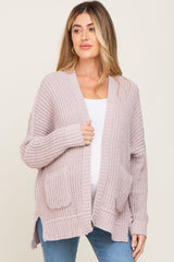 Taupe Chunky Knit Oversized Maternity Cardigan