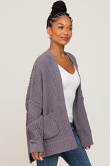 Charcoal Chunky Knit Oversized Cardigan