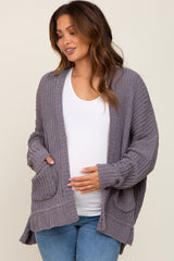 Charcoal Chunky Knit Oversized Maternity Cardigan