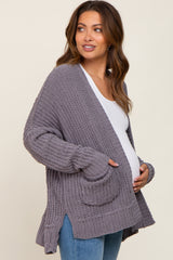 Charcoal Chunky Knit Oversized Maternity Cardigan