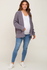 Charcoal Chunky Knit Oversized Maternity Cardigan