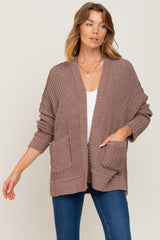 Brown Chunky Knit Oversized Cardigan