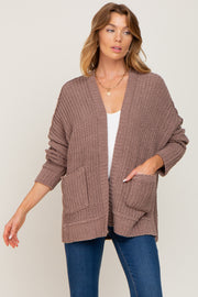 Brown Chunky Knit Oversized Cardigan