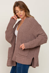 Brown Chunky Knit Oversized Cardigan