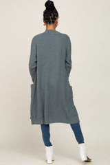 Olive Open Front Long Cardigan