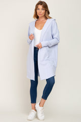 Periwinkle Hooded Long Cardigan