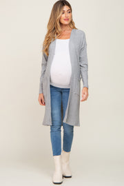 Heather Grey Ribbed Maternity Cardigan