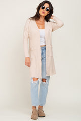 Cream Ribbed Maternity Cardigan