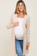 Cream Ribbed Maternity Cardigan