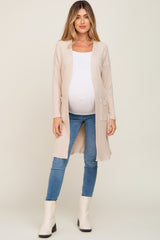 Cream Ribbed Maternity Cardigan