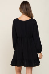 Black Long Sleeve Gathered Tier Maternity Dress