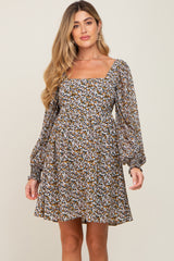 Black Floral Chiffon Balloon Sleeve Maternity Dress