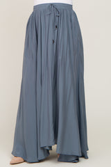 Blue Tassel Maternity Maxi Skirt