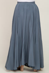 Blue Tassel Maternity Maxi Skirt