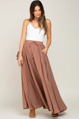 Camel Tassel Maternity Maxi Skirt