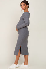 Heather Grey Off Shoulder Maternity Sweater Dress