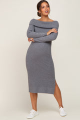 Heather Grey Off Shoulder Maternity Sweater Dress