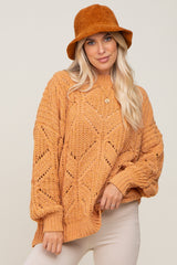 Orange Chunky Chevron Knit Maternity Sweater