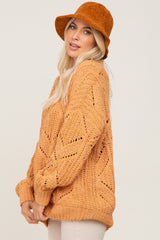 Orange Chunky Chevron Knit Sweater