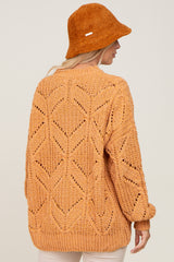 Orange Chunky Chevron Knit Sweater