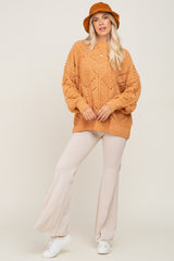 Orange Chunky Chevron Knit Sweater