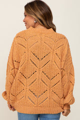 Orange Chunky Chevron Knit Maternity Sweater