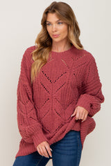 Magenta Chunky Chevron Knit Sweater