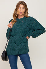 Emerald Green Chunky Chevron Knit Sweater