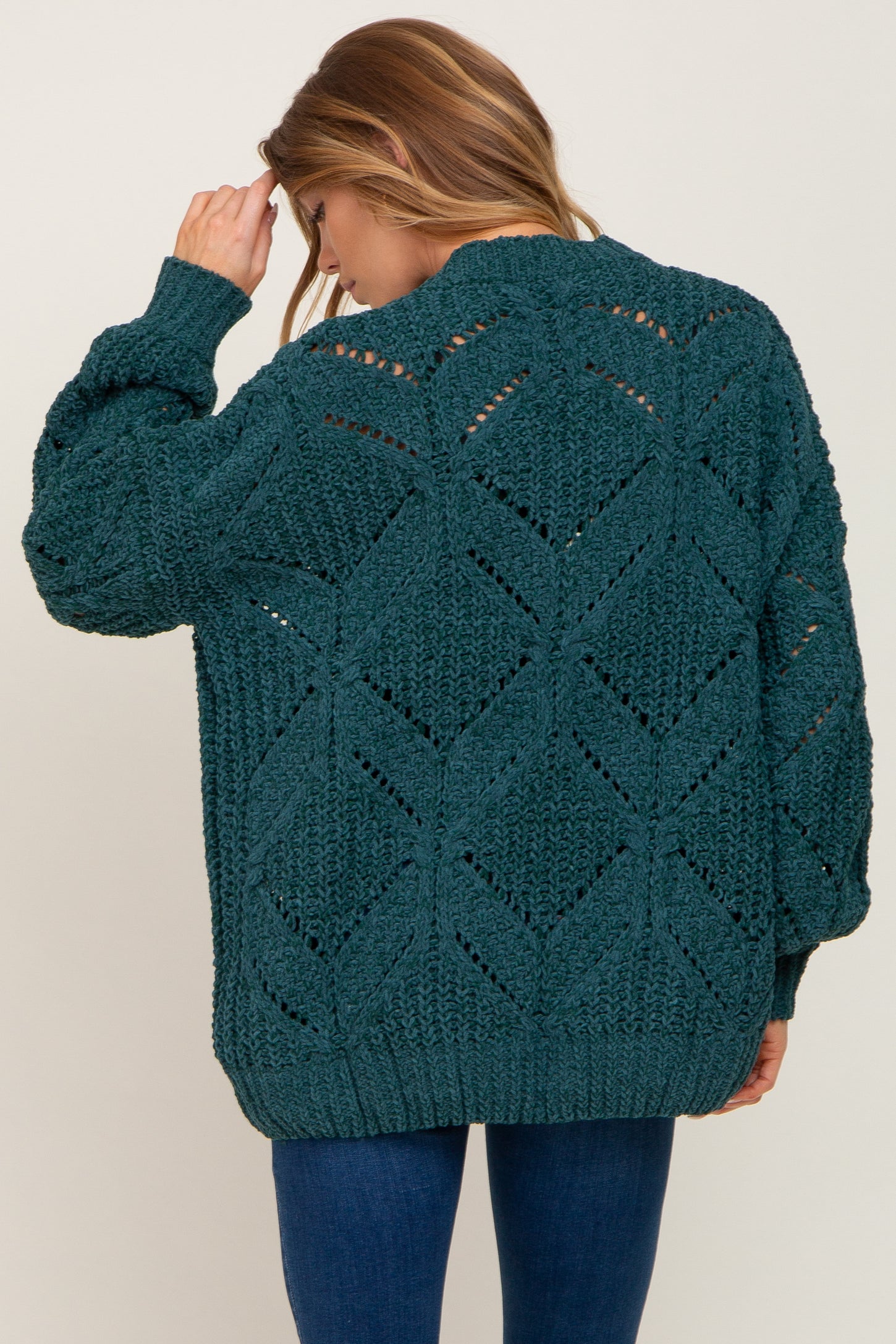 Emerald Green Chunky Chevron Knit Sweater Pinkblush
