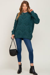 Emerald Green Chunky Chevron Knit Sweater