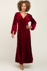 Burgundy Velvet Midi Dress