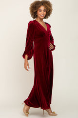 Burgundy Velvet Midi Dress