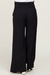 Black Smocked Front Tie Maternity Pants