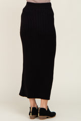 Black Ribbed Sweater Midi Skirt