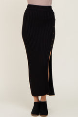 Black Ribbed Sweater Midi Skirt