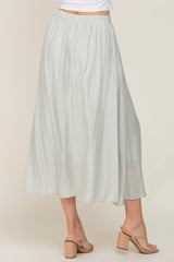 Mint Green Gathered Midi Skirt