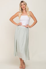 Mint Green Gathered Maternity Midi Skirt