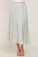 Mint Green Gathered Midi Skirt