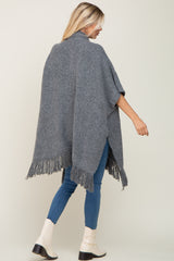 Charcoal Oversized Fringe Shawl Cardigan