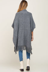 Charcoal Oversized Fringe Maternity Shawl Cardigan