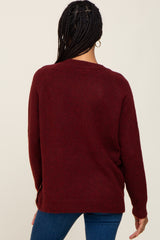 Burgundy Soft Knit Button Detail Sweater