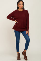 Burgundy Soft Knit Button Detail Sweater