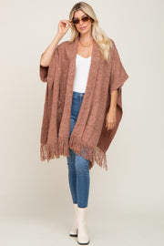 Rust Oversized Fringe Shawl Cardigan