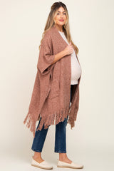 Rust Oversized Fringe Maternity Shawl Cardigan