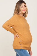 Camel Soft Knit Button Detail Maternity Sweater