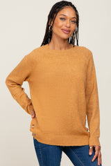 Camel Soft Knit Button Detail Maternity Sweater