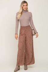 Brown Floral Smocked Wide Leg Maternity Pants