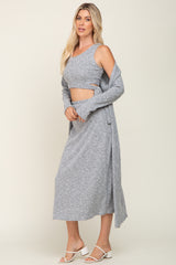 Heather Grey 3-Piece Skirt and Cardigan Set